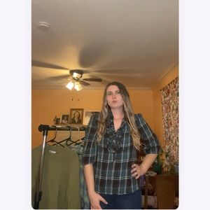 Ruffled blue flannel